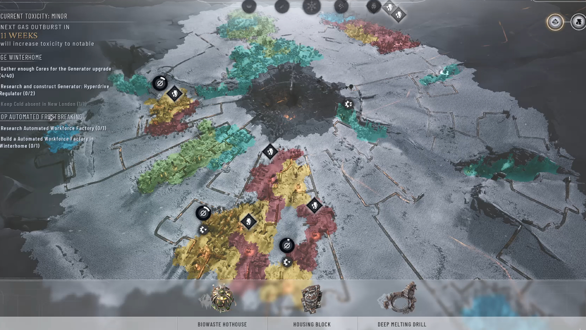 Emplacements des districts dans Frostpunk 2.