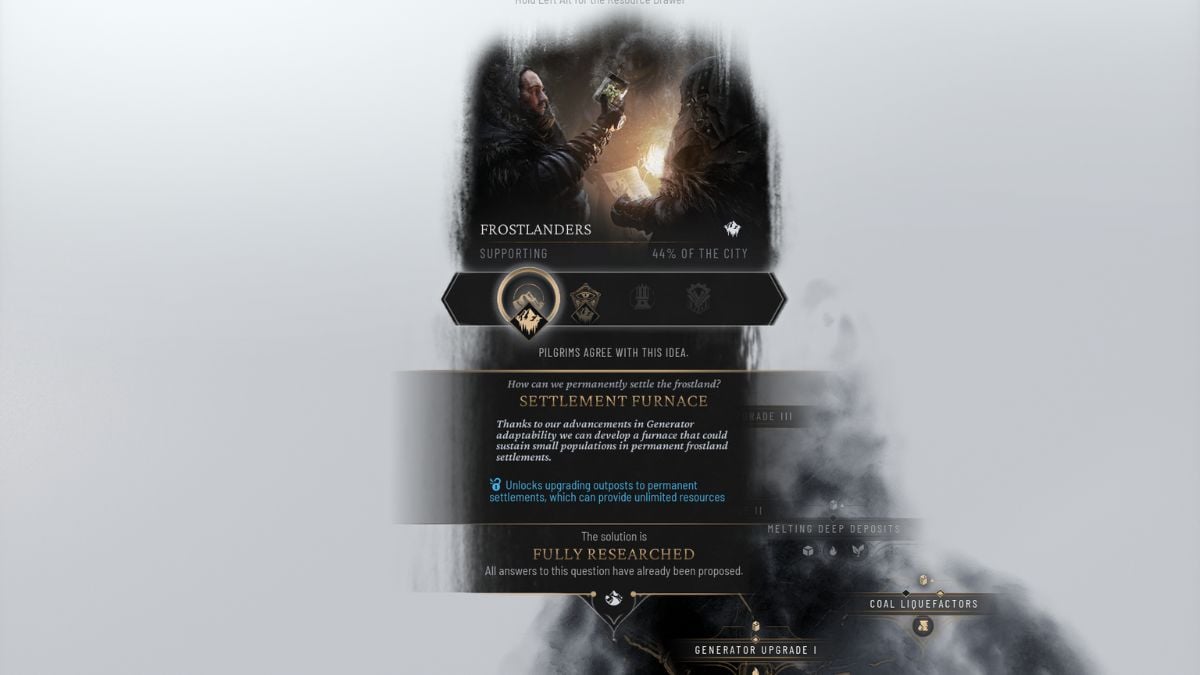 nœud de recherche de ressources infinies - Frostpunk 2