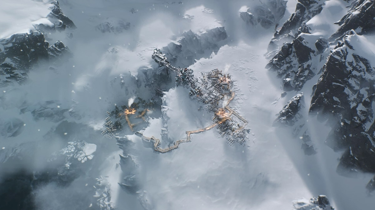 Une colonie dans Frostpunk 2 dans le cadre d'un article sur la façon de transférer du pétrole.