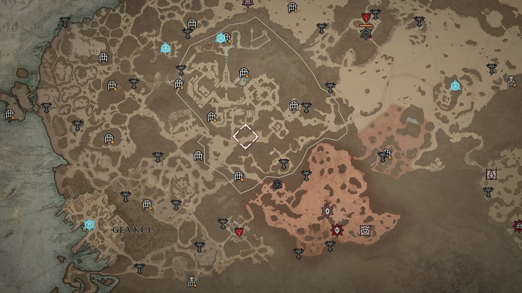 Carte du Kehjistan dans Diablo 4.