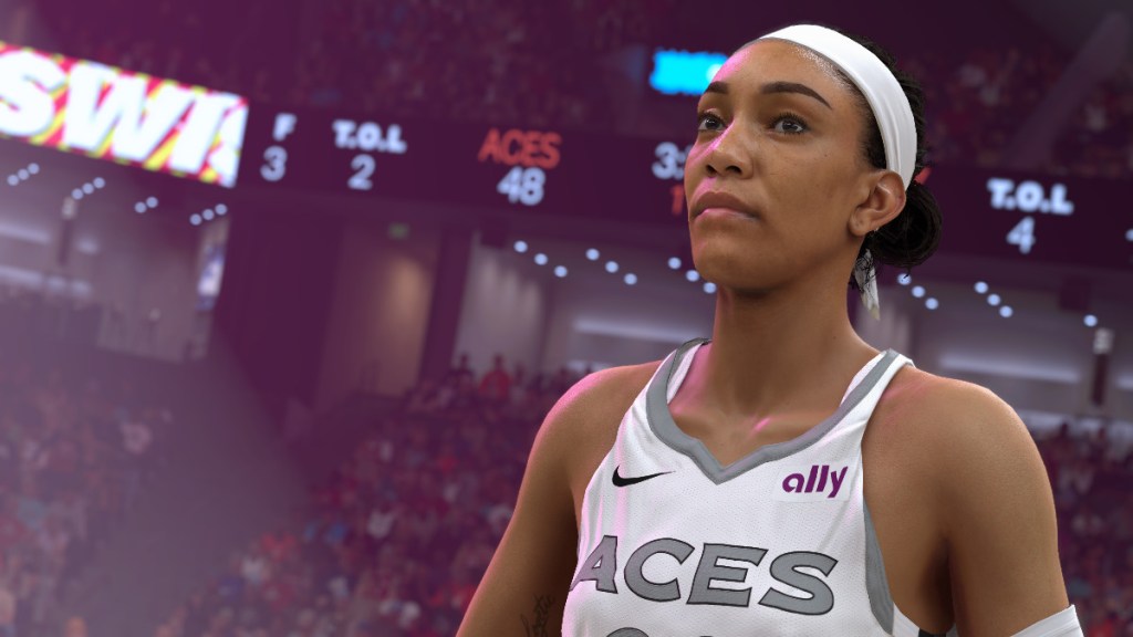 Un premier aperçu d'A'ja Wilson dans NBA 2K25 dans un article présentant la couverture du prochain jeu dans le cadre d'un article expliquant si vous pouvez jouer en tant que joueurs de la WNBA en mode Ma CARRIÈRE.