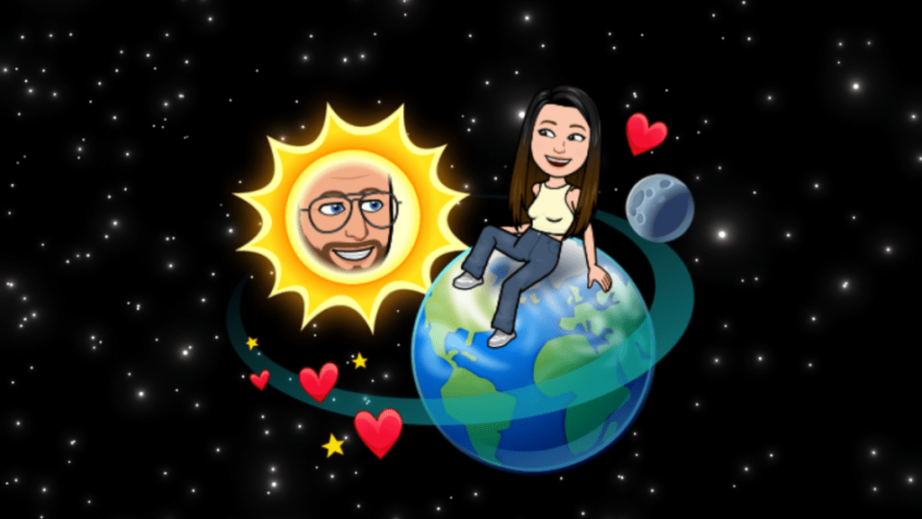 Snapchat Planet Bitmoji de la Terre avec un fond étoilé