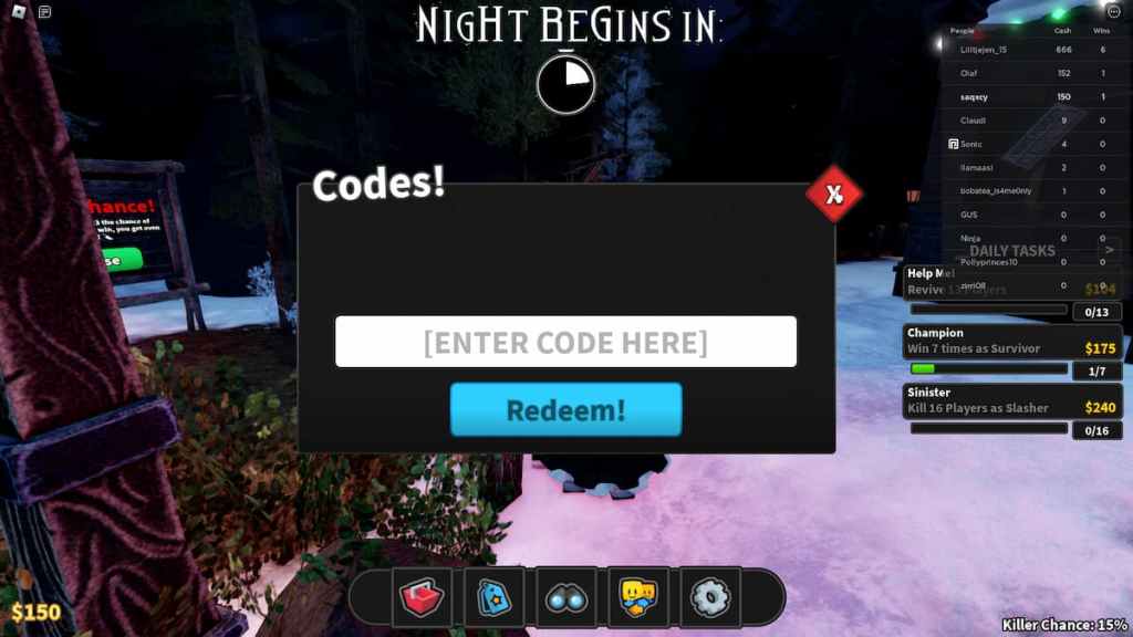 Octobre 2024-Roblox-Survive-the-Slasher-Codes promotionnels