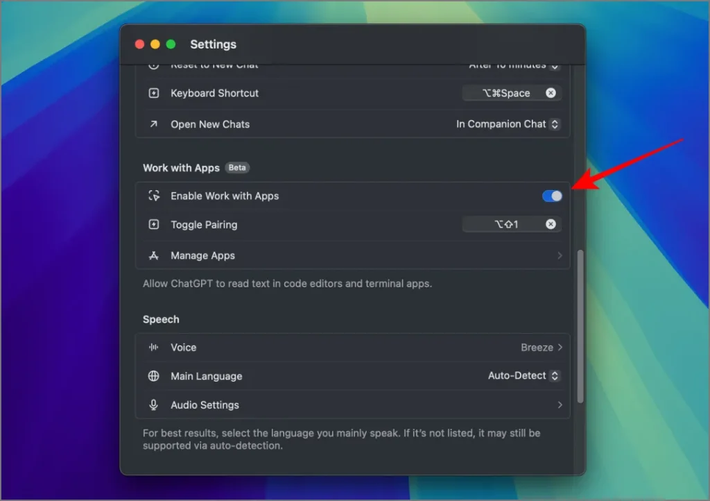 1731693365 646 ChatGPT pour macOS présente la fonctionnalité « Travailler avec les applications » dans Beta.webp