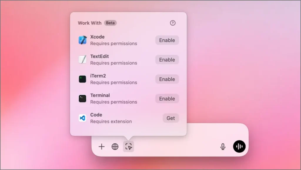 1731693365 904 ChatGPT pour macOS présente la fonctionnalité « Travailler avec les applications » dans Beta.webp