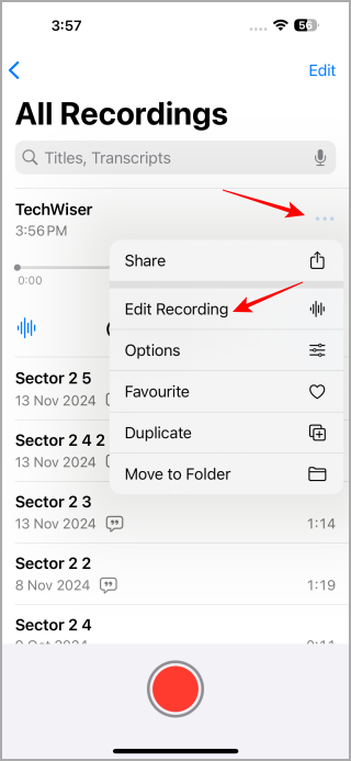 1734011764 694 iOS 182 Comment utiliser l'enregistrement en couches dans les mémos vocaux.webp