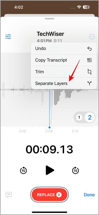 1734011765 394 iOS 182 Comment utiliser l'enregistrement en couches dans les mémos vocaux.webp