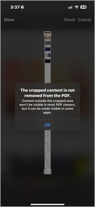 Capture d'écran alerte sur iOS 18.3