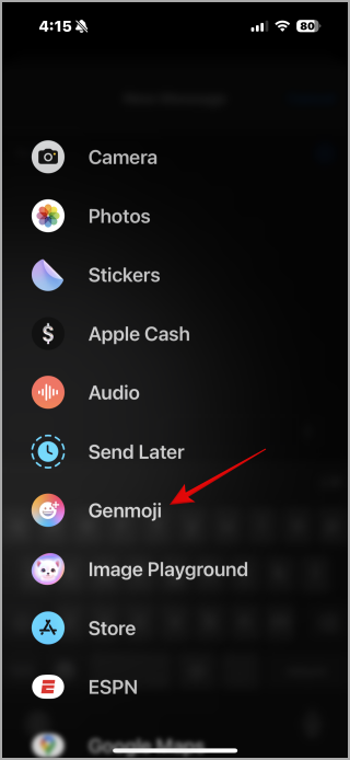 Genmoji Accès rapide sur iOS 18.3