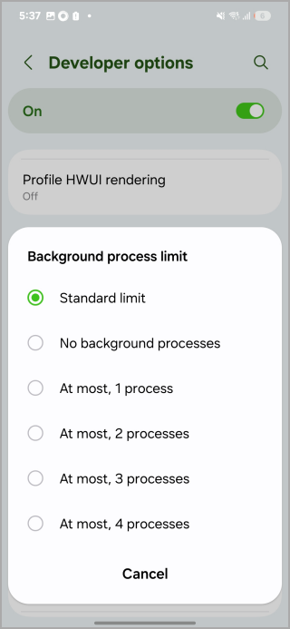 1738572487 55 Samsung Galaxy Phone Utilisez ces options de développeur pour augmenter la vitesse.