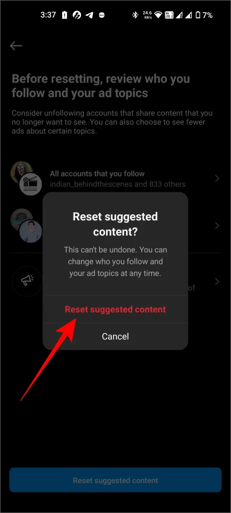 1739527685 222 Comment réinitialiser les recommandations Instagram et obtenir un nouveau flux.