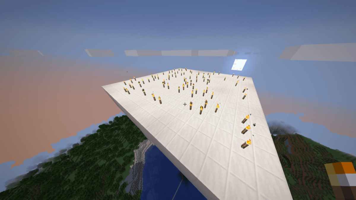 torches au-dessus de la foule de la foule à Minecraft
