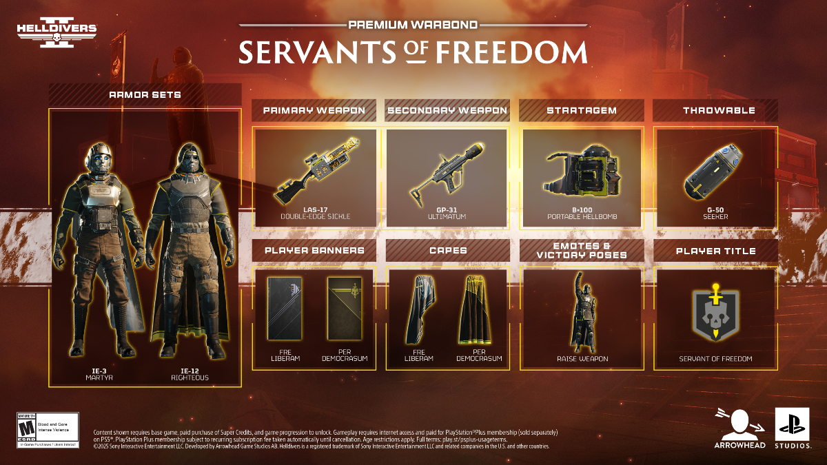 Serviteurs of Freedom Warbond récompense dans Helldivers 2.