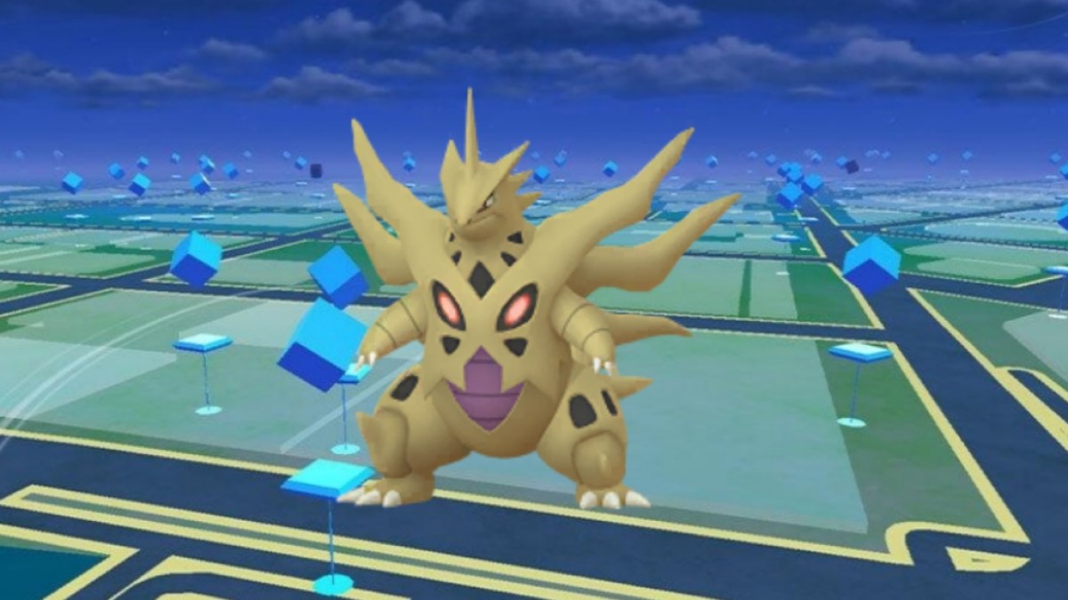 Mega Tyranitar brillant sur la carte Pokemon Go
