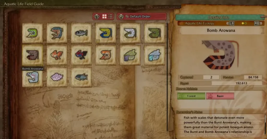 Guide de la vie aquatique Guide monstre Hunter Wilds