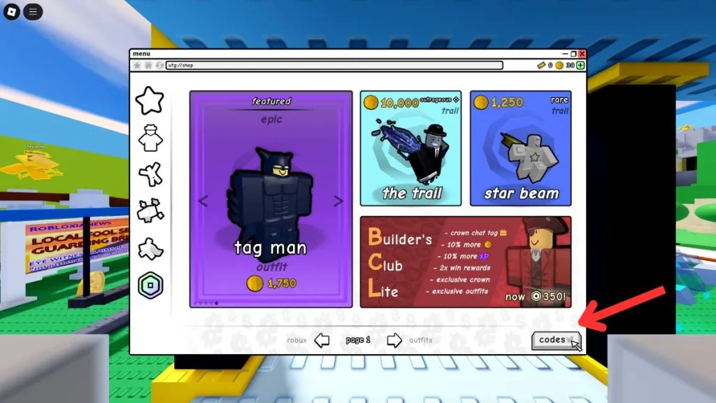 Échangez les codes de jeu de balises Roblox Uptedled