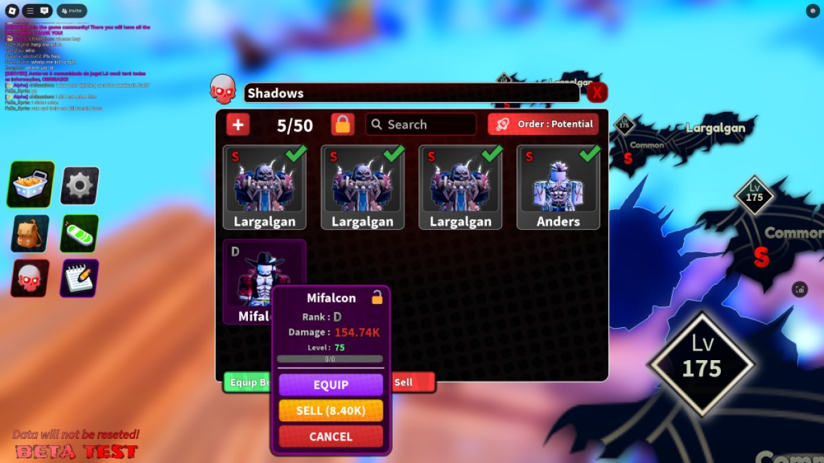 ARIRIER CROSSOVROOVR Shadows Inventory montrant MifalCon 