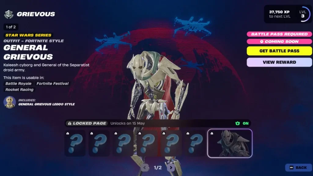 Peau grave générale dans le pass de bataille de Fortnite