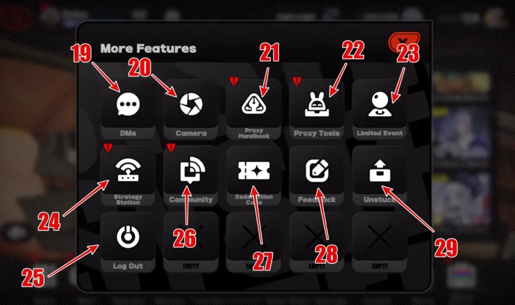 Zenless Zone Zero Icons and Symbols Meaning in More Menu Screen