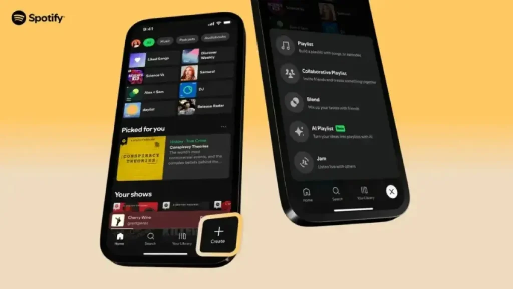 Bouton de création de Spotify