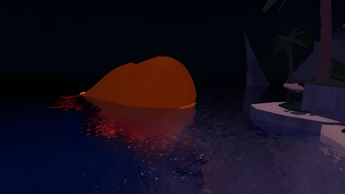 La baleine dorée qui transporte le joueur du PNJ à Treasure Island dans l'expérience Fisch Roblox