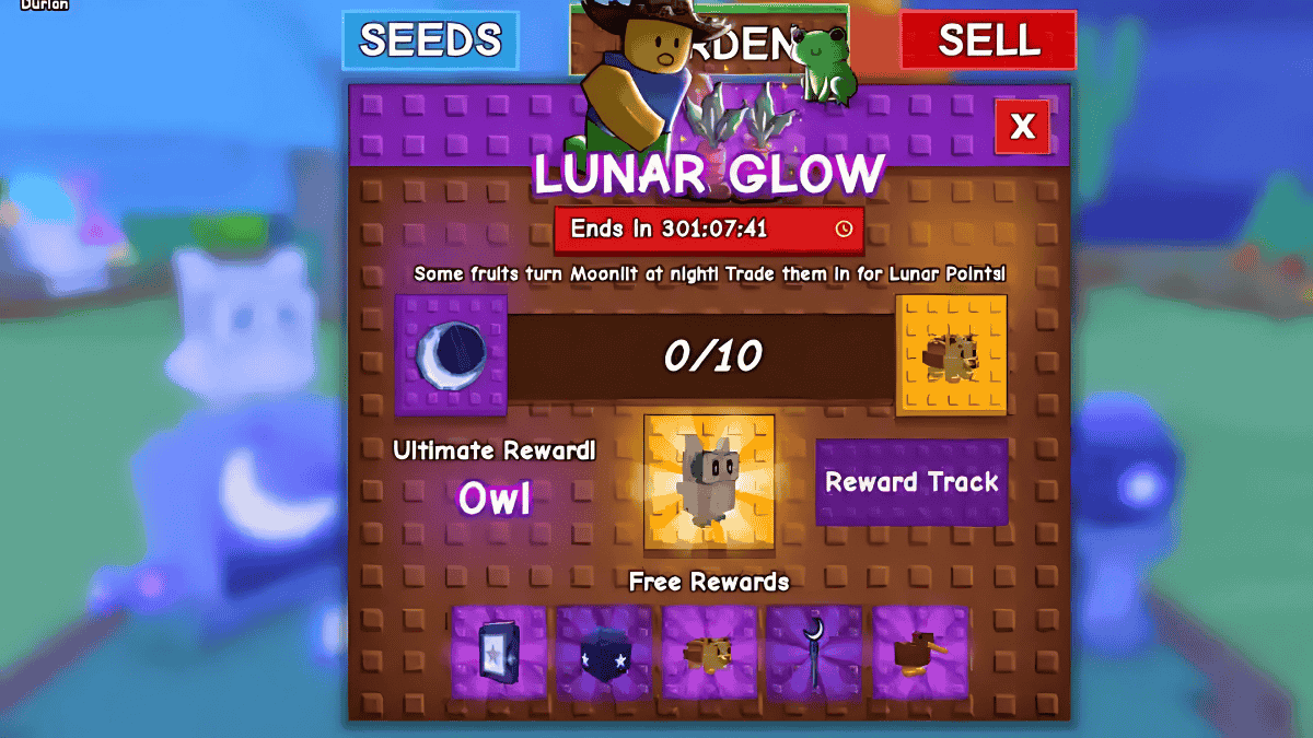 Les récompenses du nouvel événement Lunar Glow à l'intérieur de l'expérience Grow A Garden Roblox