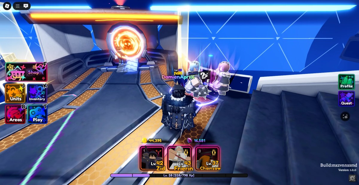 Emplacement de la boutique RAID NPC dans l'expérience de Saga Roblox Anime Saga.